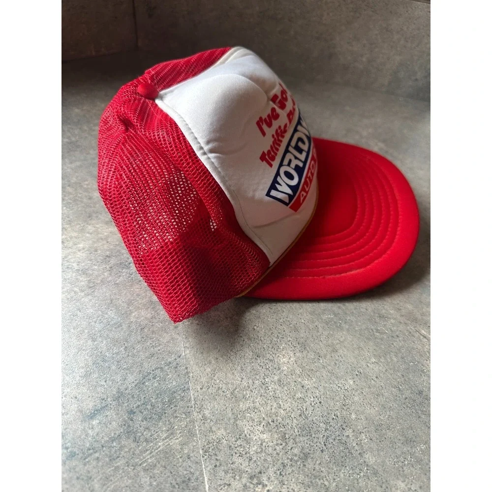 Vintage‎ Worldwide Auto 'Terrific Parts' Mesh Trucker Snapback Hat Rd Wh Blue